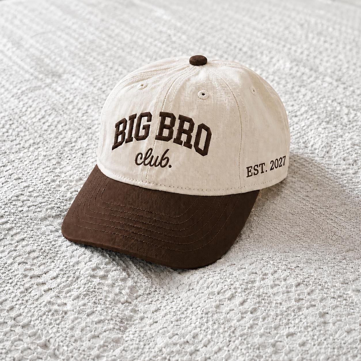 Custom Big Bro Club Toddler Hat, Embroidered Big Brother Baseball Cap, Personalized Kids Hat, Brother Announcement Gift