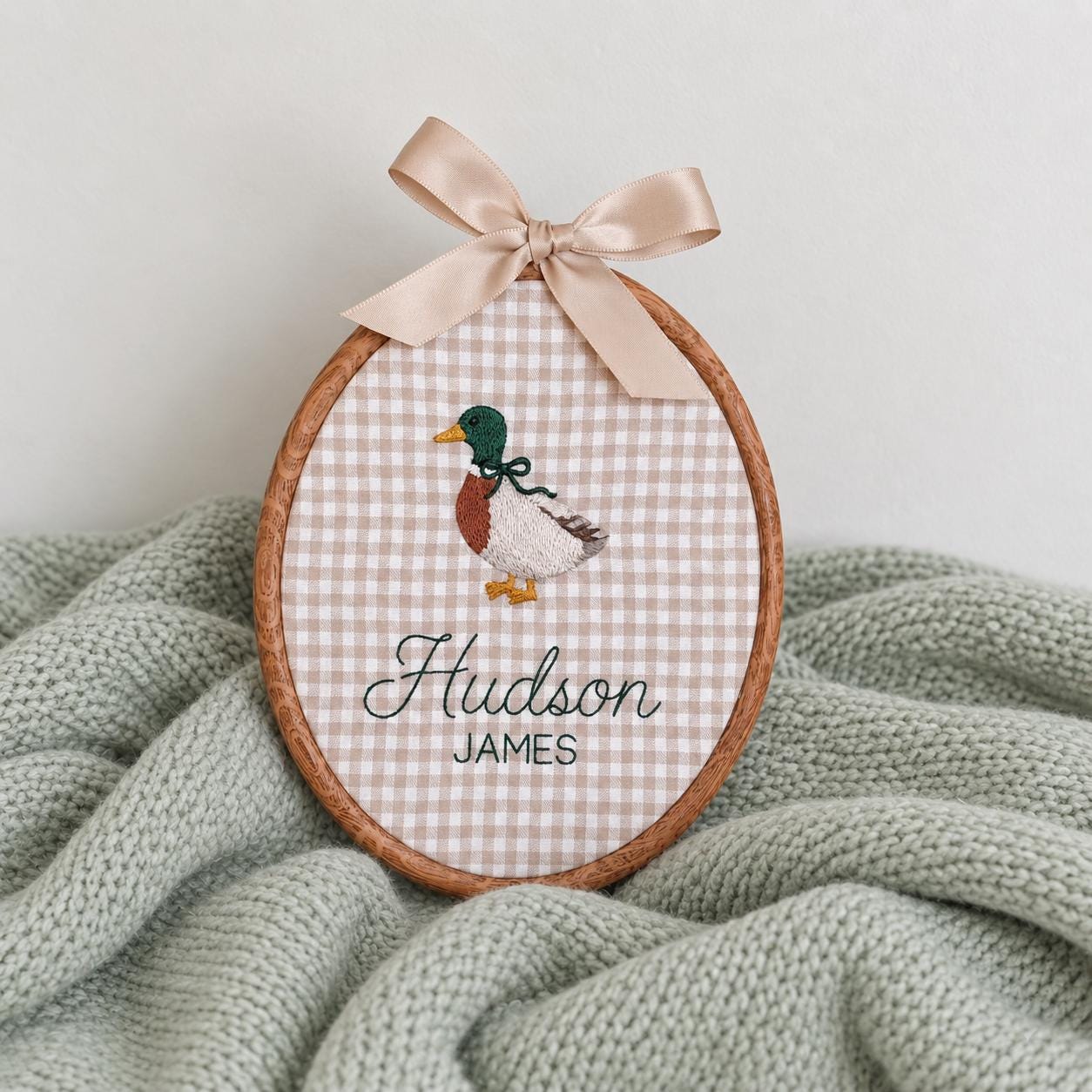 Personalized Mallard Duck Embroidery Hoop, Baby Boy Nursery Decor, Mallard Duck Sign, Duck Nursery Decor, Welcome Baby Gift, Baby Wall Decor