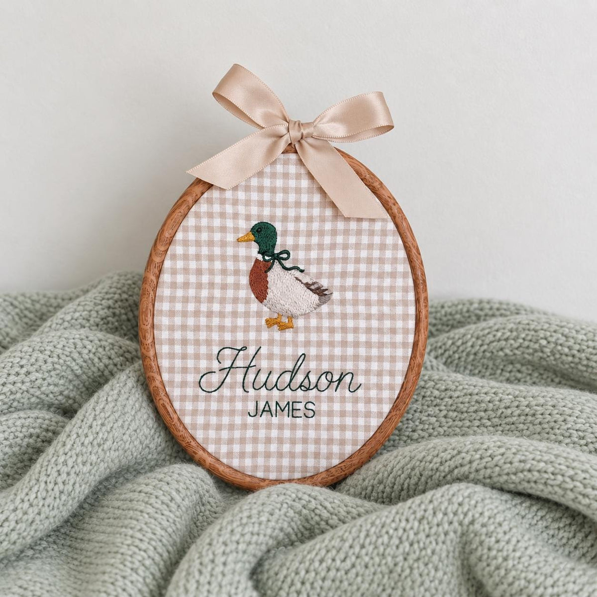 Personalized Mallard Duck Embroidery Hoop, Baby Boy Nursery Decor, Mallard Duck Sign, Duck Nursery Decor, Welcome Baby Gift, Baby Wall Decor