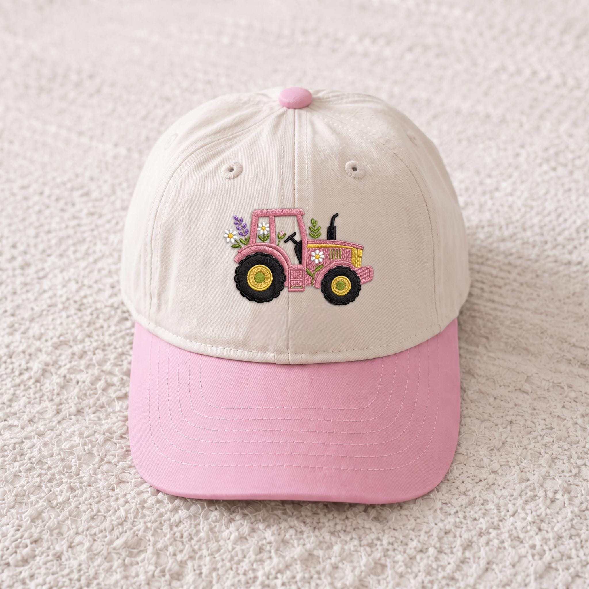 Pink Tractor Embroidered Toddler Hat, Cute Farmer Farm Tractor Girls Baseball Cap, Tractor Lover Gift