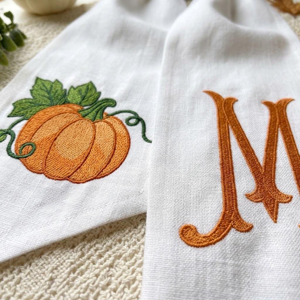 Monogram Pumpkin Wreath Sash, Fall Front Door Decor, Embroidered Autumn Ribbon, Custom Thanksgiving Wreath Bow, Personalized Fall Gift