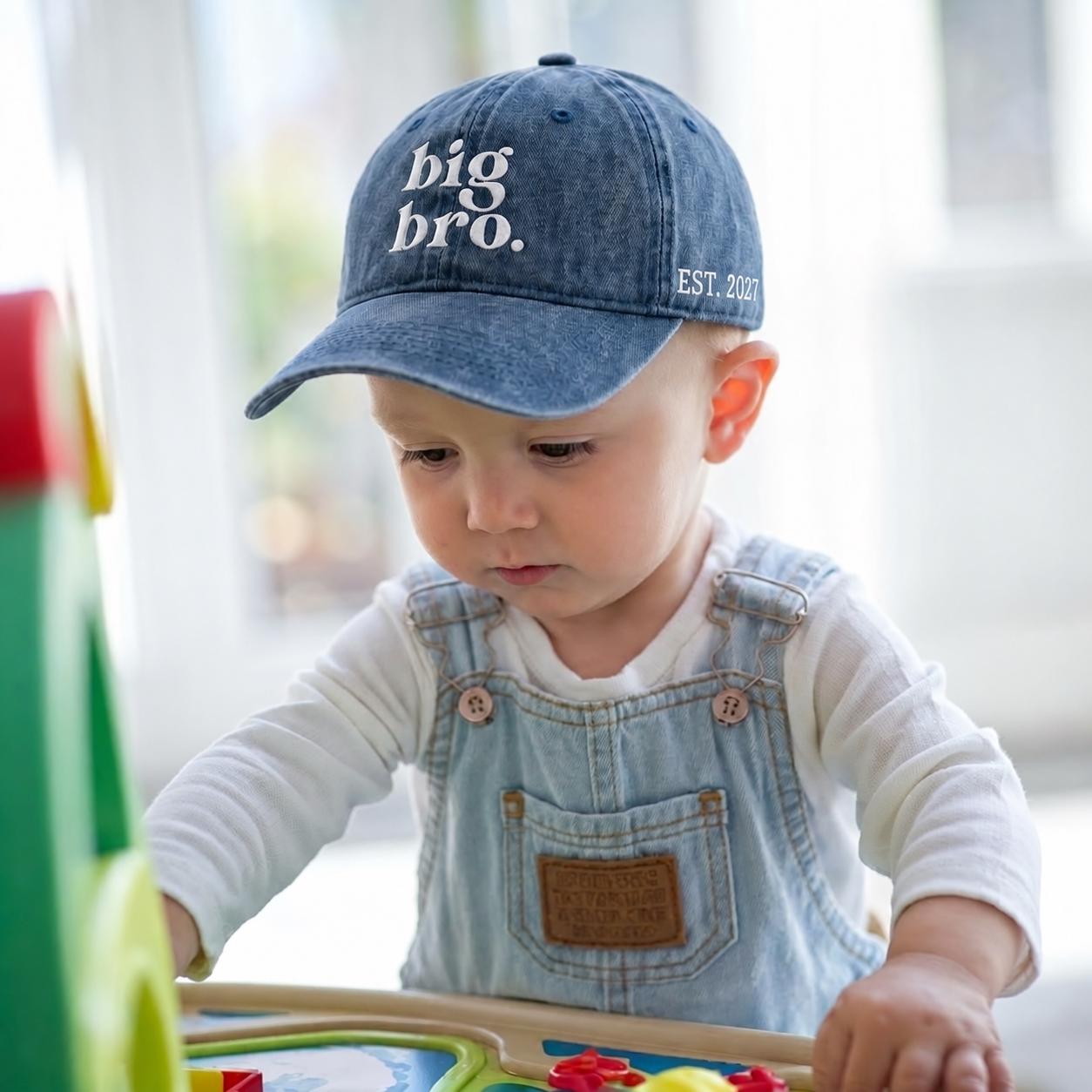 Big Bro Embroidered Toddler Hat, Big Brother Announcement Gift, Pregnancy Reveal, Brother to Be Hat, Pregnancy Reveal Sibling Hat