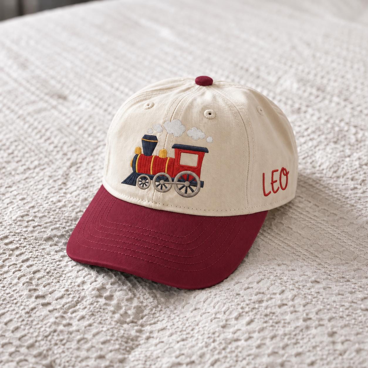 Personalized Train Toddler Hat, Embroidered Locomotive Kids Cap, Custom Name Boy Baseball Hat, Birthday Gift for Toddler