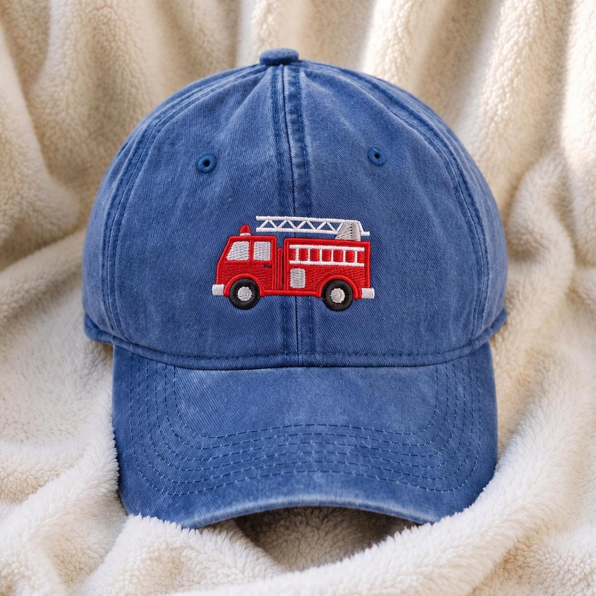 Personalized Toddler Fire Truck Hat, Embroidered Kids Baseball Cap, Custom Name Firefighter Birthday Gift for Boys