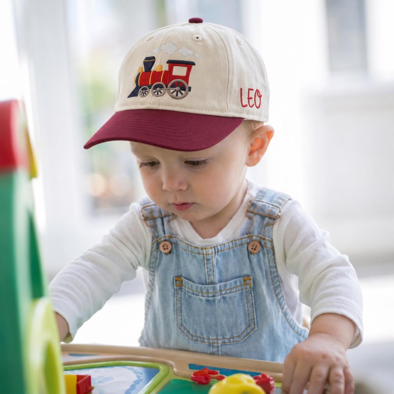 Personalized Train Toddler Hat, Embroidered Locomotive Kids Cap, Custom Name Boy Baseball Hat, Birthday Gift for Toddler
