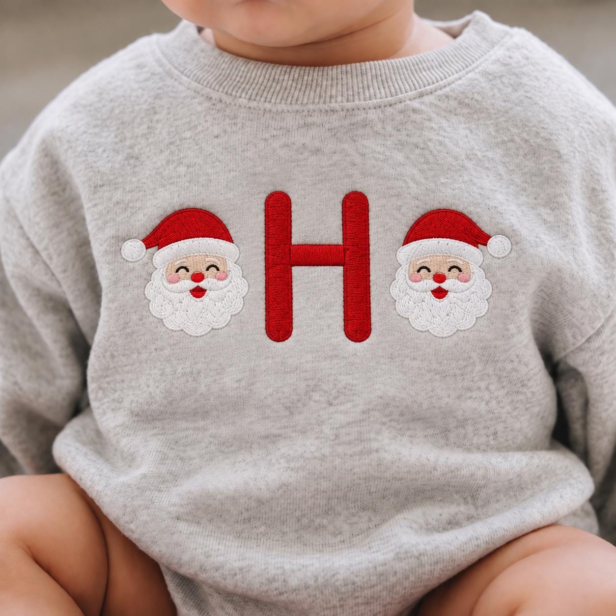 Personalized Christmas Toddler Sweatshirt, Custom Initial Santa Embroidered Sweater, Kids Holiday Pullover, Christmas Gift for Boys Girls
