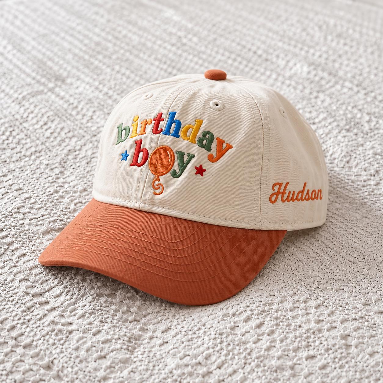 Embroidered Birthday Boy Toddler Baseball Cap with Custom Name, Boy Birthday Hat, Baby Birthday Party Outfit, Birthday Boy Gift
