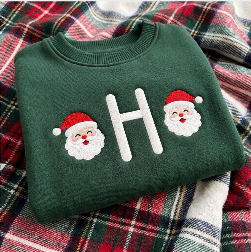 Personalized Christmas Toddler Sweatshirt, Custom Initial Santa Embroidered Sweater, Kids Holiday Pullover, Christmas Gift for Boys Girls
