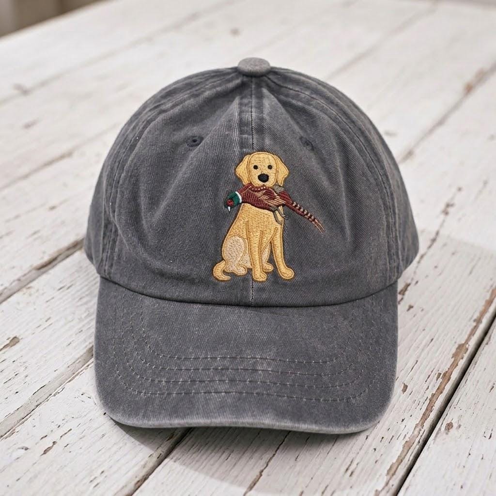 Personalized Hunting Dog Toddler Hat, Embroidered Golden Retriever Cap, Custom Name Kids Baseball Hat, Duck Hunting Boy Gift