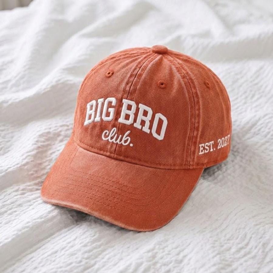 Custom Big Bro Club Toddler Hat, Embroidered Big Brother Vintage Washed Cap, Personalized Kids Hat, Brother Announcement Gift