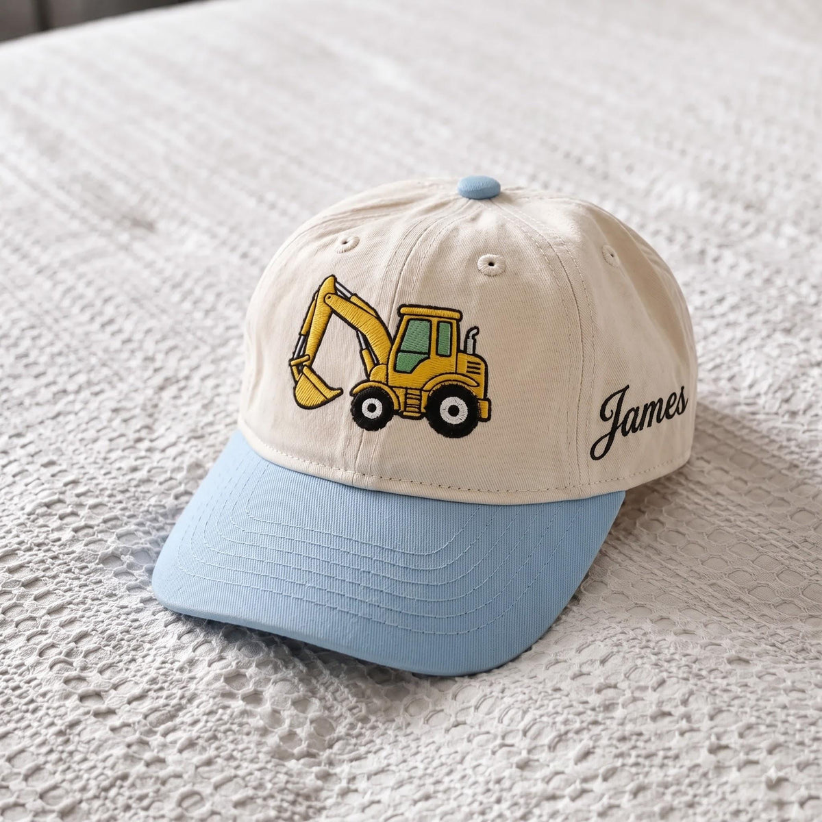 Personalized Toddler Excavator Hat, Embroidered Construction Cap, Custom Name Kids Trucker Hat, Boys Birthday Gift